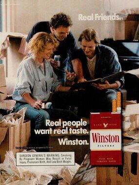 1988 Winston Cigarettes Vintage Print Ad "Real Friends" (L15)